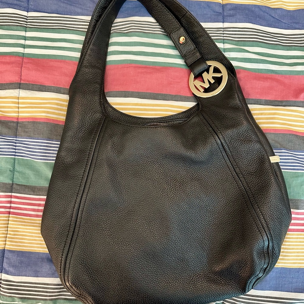 Michael Kors Black Leather Fulton Shoulder Tote Bag